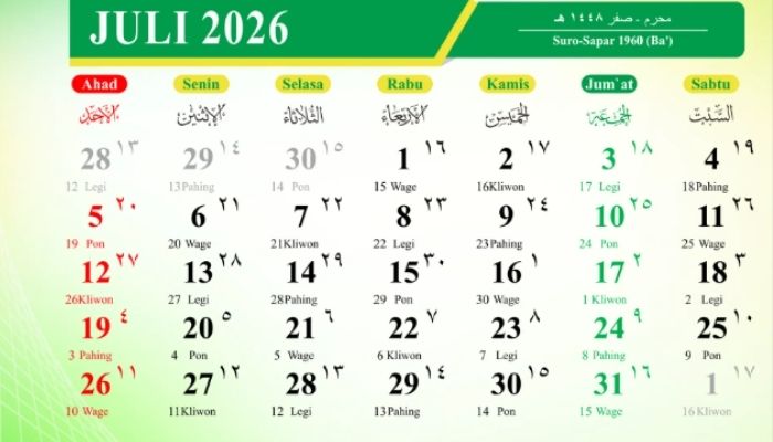 Kalender Jawa 24 Juli 2026: Watak Weton Jumat Pahing Ternyata Ambisius dan Pantang Menyerah