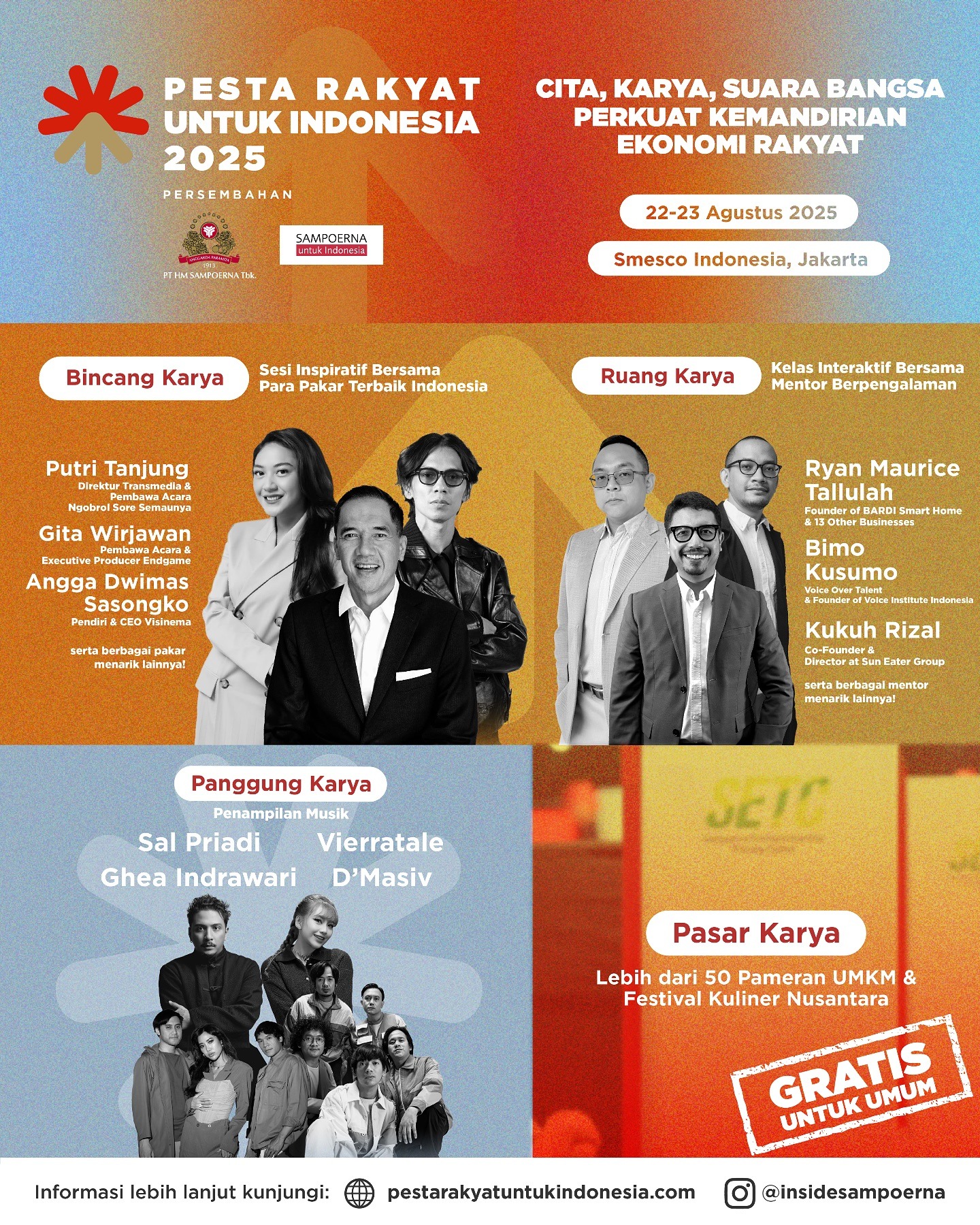 Icon Pesta Rakyat Pesta Rakyat 2025 di Smesco Jakarta pada 22-23 Agustus, Hadirkan ...